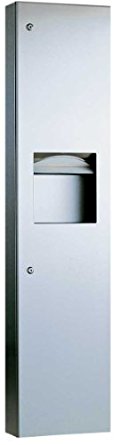 Bobrick 38032 TrimLineSeries Stainless Steel Semi Recessed Paper Towel Dispenser and Waste Receptacle, Satin Finish, 13