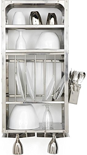 Dish Drying Display Rack Stainless Steel Hand Made - Wall Hanging (76x24x46 Cm)