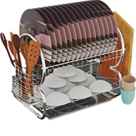 2 Tier Dish Rack and Drainboard Set Stainless Steel Dish Drainer Drying Rack [US Stock]