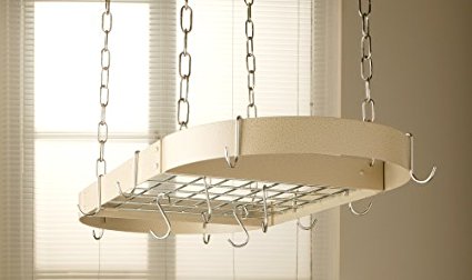 Rogar Desert Stone Oval Pot Rack with Chrome Accessories 34-in.