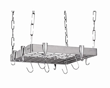 Concept Housewares PR-40902 Stainless-Steel Hanging Pot Rack, Square