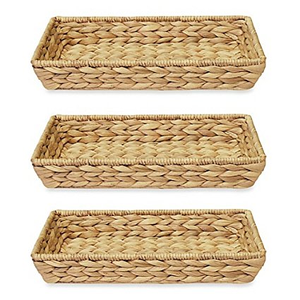 Natural Water Hyacinth Hand-Woven Wicker Guest Towel Holder (pack of 3)