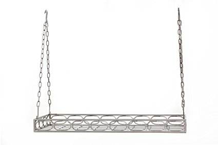 Old Dutch Rectangular Hanging Pot Rack with 16 Hooks, Antique Pewter, 36 x 18 x 4 inches
