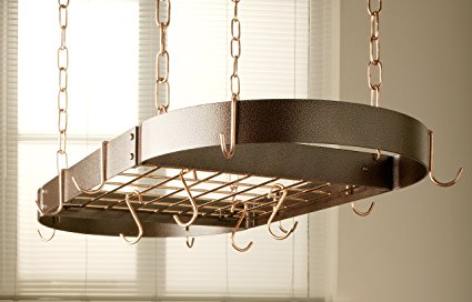 The Gourmet Oval Kitchen Pot Rack with Grid