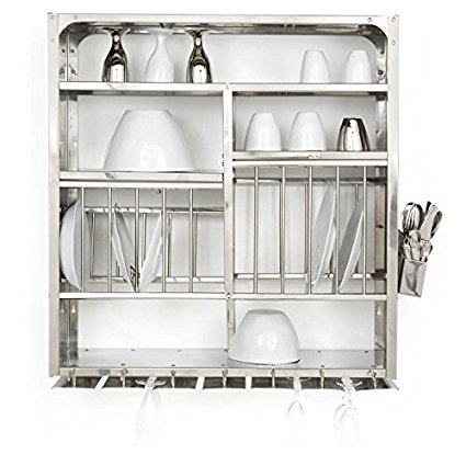 Dish Drying Display Rack Stainless Steel Hand Made - Wall Hanging (76x24x76 Cm)