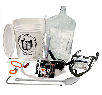 Gold Complete Beer Equipment Kit (K6p) Premium with 6 Gallon Glass Carboy, Carboy Handle, Stainless Spoon, Stainless Racking Cane, and Brew Hauler