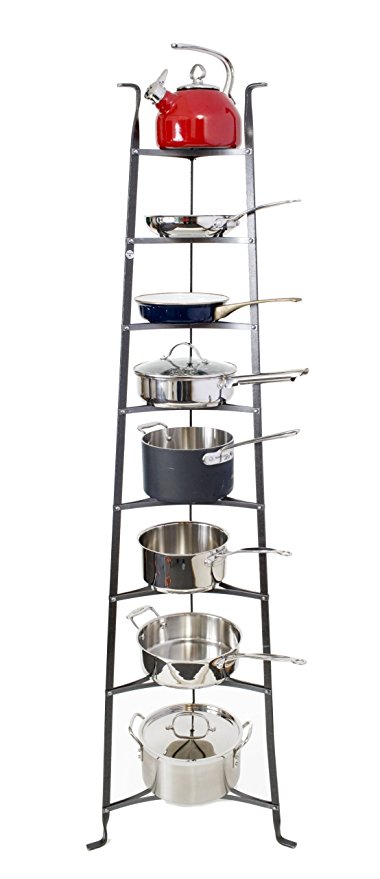Enclume 8-Tier Cookware Stand, Free Standing Pot Rack, Hammered Steel ( Unassembled)