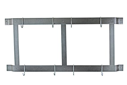 Rogar Ultimate Wall Mounted Pot Rack Vertical/Horizontal in Hammered Steel