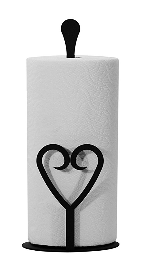 Iron Counter Top Heart Paper Towel Holder - Black Metal Valentine / Love