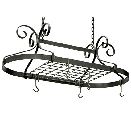 Enclume DR1-kd Decor Oval Ceiling Rack with Grid, Hammered Steel