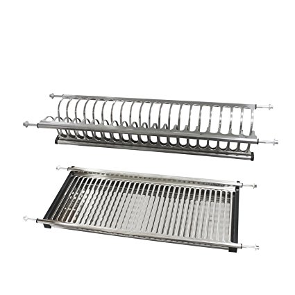 Gobrico Stainless Steel 2-tier Dish Drying Rack For Width 900mm Cabinet Plate Bowl Storage Organizer Holder