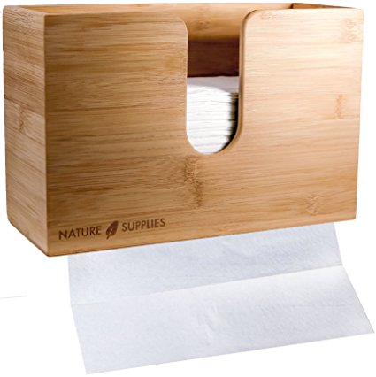 Bamboo Paper Towel Dispenser For Bathroom and Kitchen - Wall Mount and Countertop Multifold Paper Towel, C-Fold, Zfold, Tri fold Hand Towel Holder Commercial
