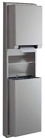 Bobrick 3979 ClassicSeries Stainless Steel Surface Mounted Convertible Automatic, Universal Roll Towel Dispenser/Waste Receptacle, Satin Finish, 12 Gallon Capacity, 17-1/2