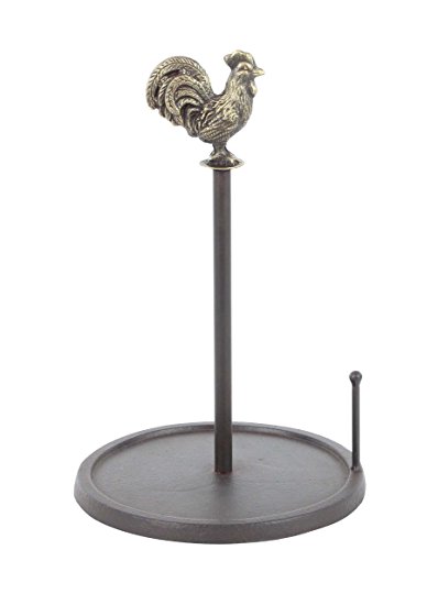 Deco 79 59445 Iron Paper Towel Holder with Rooster Accent, 15